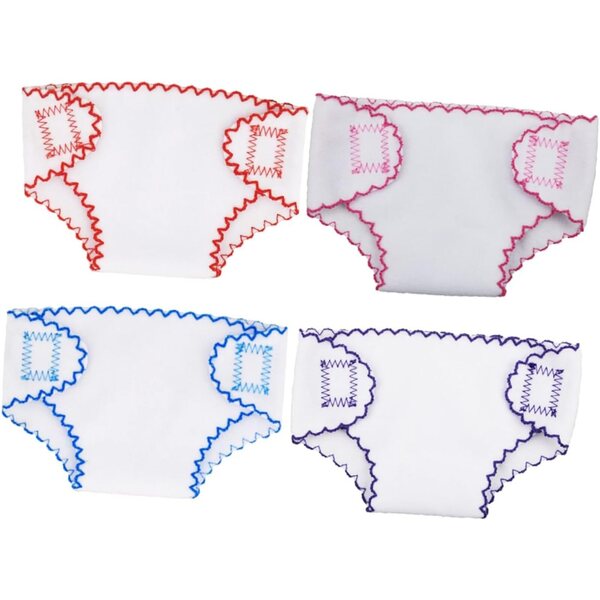 Couches in Tessuto Riutilizzabili per Bambole 15,5x10 cm - Set da 4 pezzi