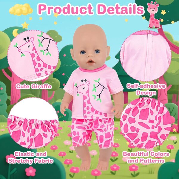 Pyjama due pezzi per bambole - Abbigliamento morbido e confortevole Xerteam