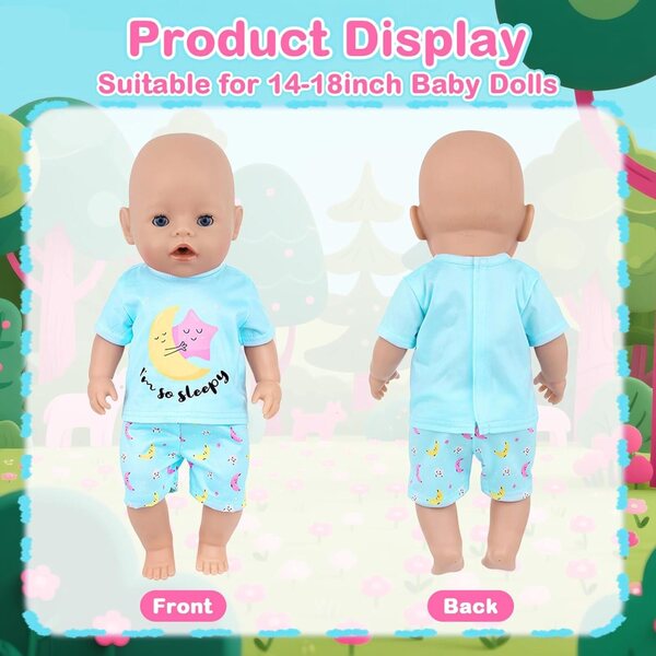 Pyjama due pezzi per bambole - Abbigliamento morbido e confortevole Xerteam