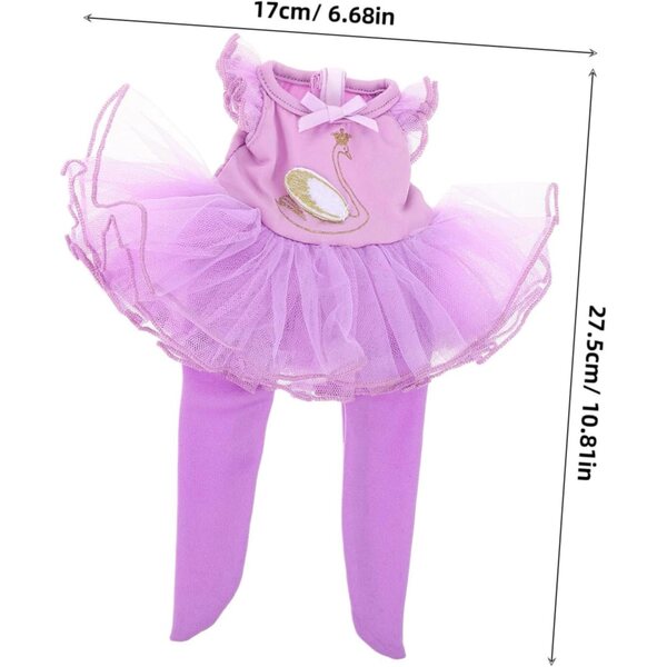 GALPADA Completo Ballet per Bambole da 14 Pollici con Tutu, Scarpe e Fascia Viola