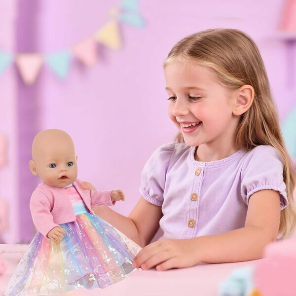 Set mit 5 Kleidungsstücken für Puppen von 35–43 cm mit rosa Tüllrock und stilvollen Accessoires