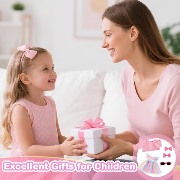Set mit 5 Kleidungsstücken für Puppen von 35–43 cm mit rosa Tüllrock und stilvollen Accessoires