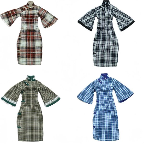 Abito Cheongsam per bambole BJD 1/3 e 1/4 fatto a mano in stile tradizionale blu