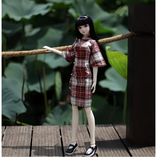 Abito Cheongsam per bambole BJD 1/3 e 1/4 fatto a mano in stile tradizionale blu