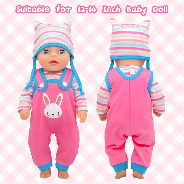 Kleidungsset für Puppen 30-35 cm aus weicher Baumwolle mit komplettem Zubehör