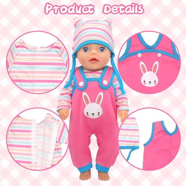 Kleidungsset für Puppen 30-35 cm aus weicher Baumwolle mit komplettem Zubehör