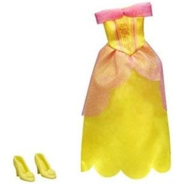 Set Abito da Ballo Giallo per Bambole Disney Principesse con Scarpe + Carta Animale