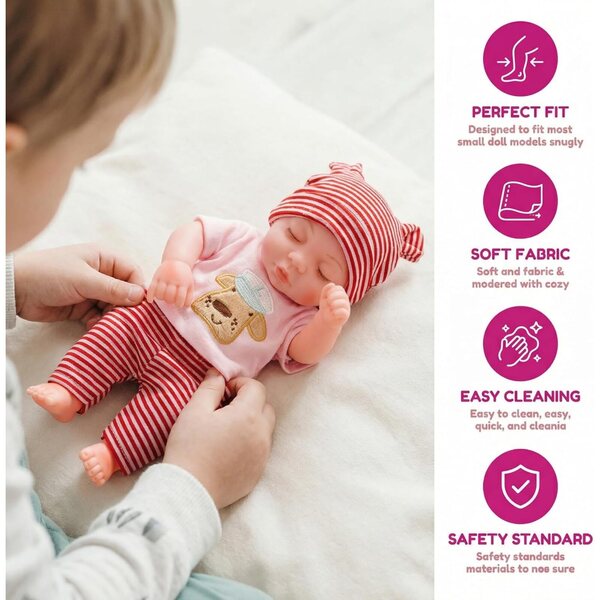 Leicht zu reinigende Toyvian 10-Zoll-Puppenkostüme und farbenfrohe Accessoires aus Silikon