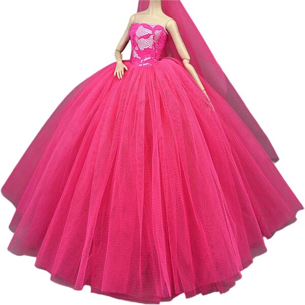 Trägerloses Puffkleid für 6-Zoll-Puppen, bequemes Prinzessinnenkleid
