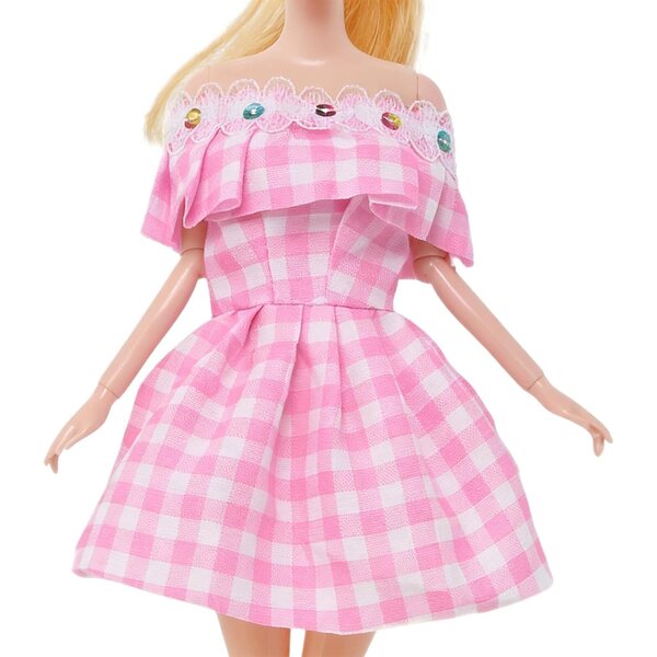 Robe für 30-cm-Puppen, Set mit 6 farbigen Modellen aus waschbarem und sicherem Stoff