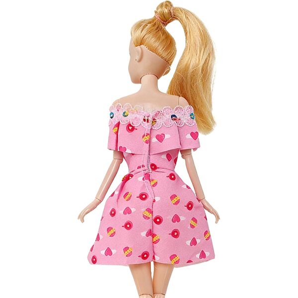 Robe für 30-cm-Puppen, Set mit 6 farbigen Modellen aus waschbarem und sicherem Stoff