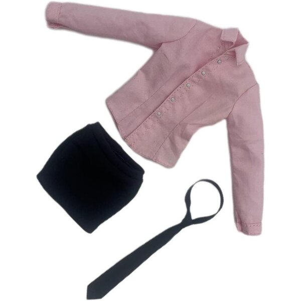 Kleidung für 30-cm-Puppen – elegantes Set aus Hemd, Rock und Krawatte aus atmungsaktivem Stoff