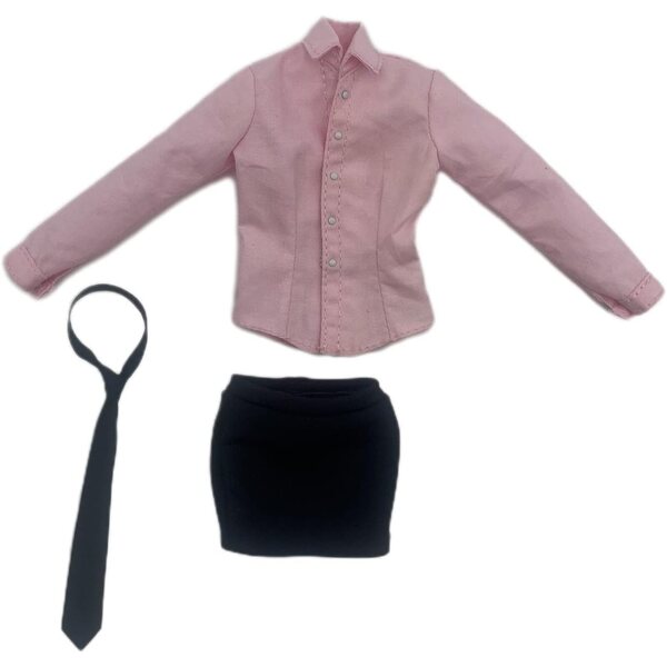 Kleidung für 30-cm-Puppen – elegantes Set aus Hemd, Rock und Krawatte aus atmungsaktivem Stoff