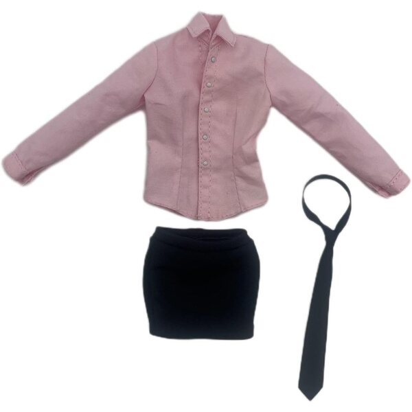 Kleidung für 30-cm-Puppen – elegantes Set aus Hemd, Rock und Krawatte aus atmungsaktivem Stoff