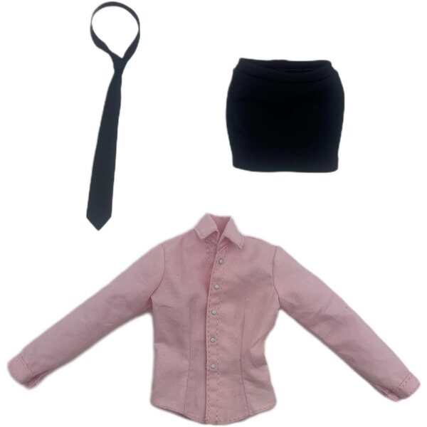 Kleidung für 30-cm-Puppen – elegantes Set aus Hemd, Rock und Krawatte aus atmungsaktivem Stoff