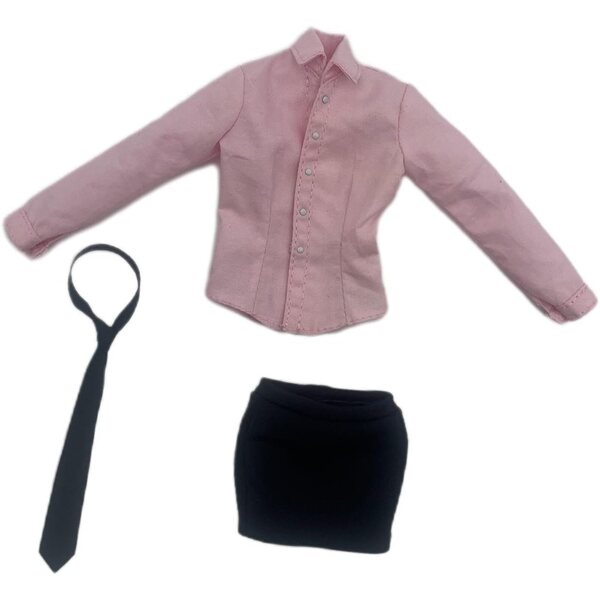 Kleidung für 30-cm-Puppen – elegantes Set aus Hemd, Rock und Krawatte aus atmungsaktivem Stoff