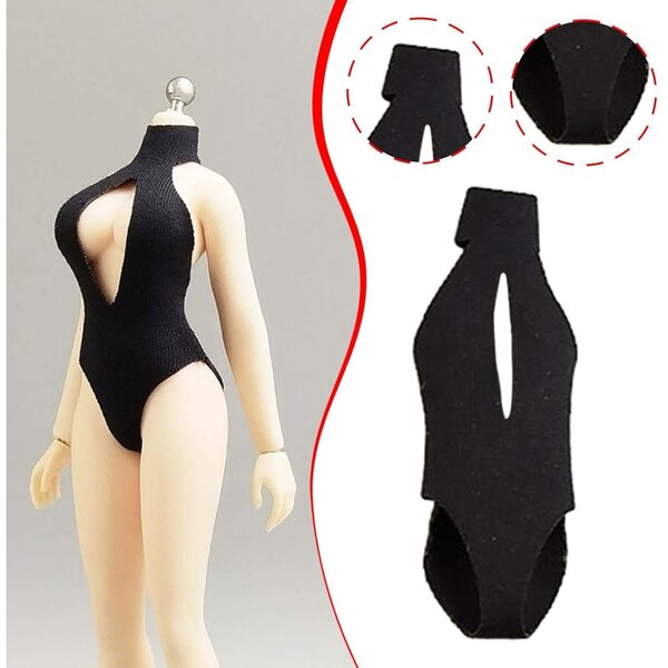 Stoffkostüm für 6-Zoll-Frauenfiguren, schwarze elegante Minikleidung