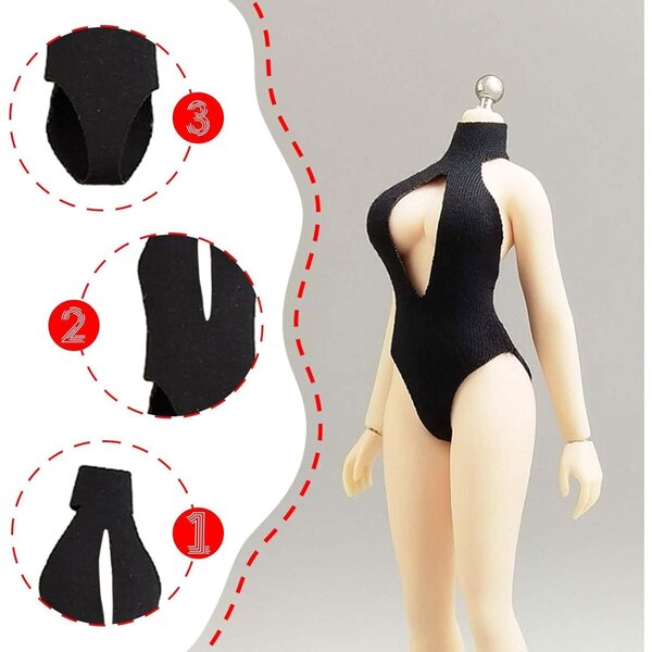 Stoffkostüm für 6-Zoll-Frauenfiguren, schwarze elegante Minikleidung