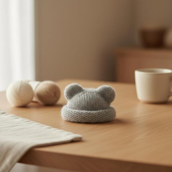 Bonnet Multicolore con Orecchie per Bambole OB11 in Lana Morbida - Accessorio Miniatura