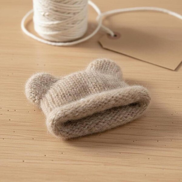Bonnet Multicolore con Orecchie per Bambole OB11 in Lana Morbida - Accessorio Miniatura