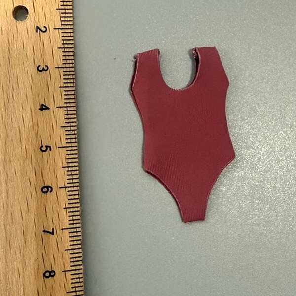 Maillot de bain rouge per figurine femminile articolata scala 1:12 - tessuto elastico