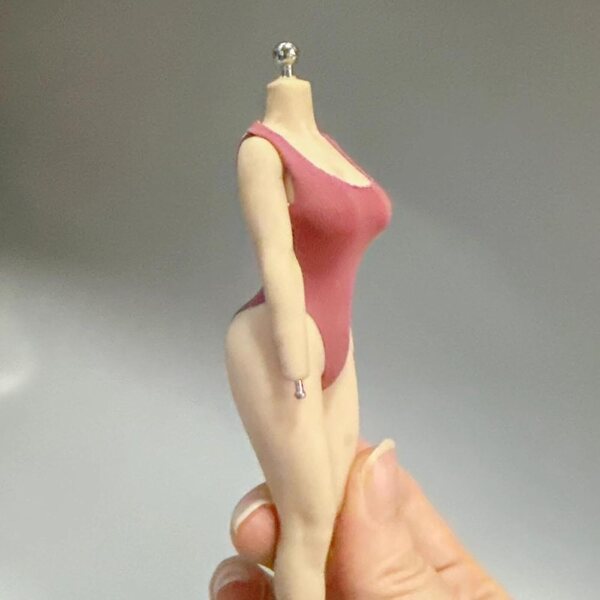 Maillot de bain rouge per figurine femminile articolata scala 1:12 - tessuto elastico