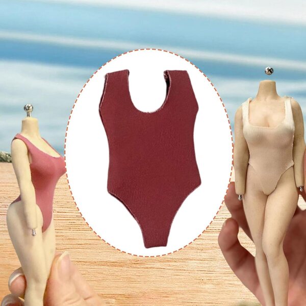 Maillot de bain rouge per figurine femminile articolata scala 1:12 - tessuto elastico