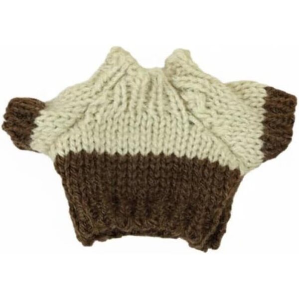 Beige+Café Gestrickter Minipullover für Puppen 10–15 cm aus weicher und bequemer Wolle