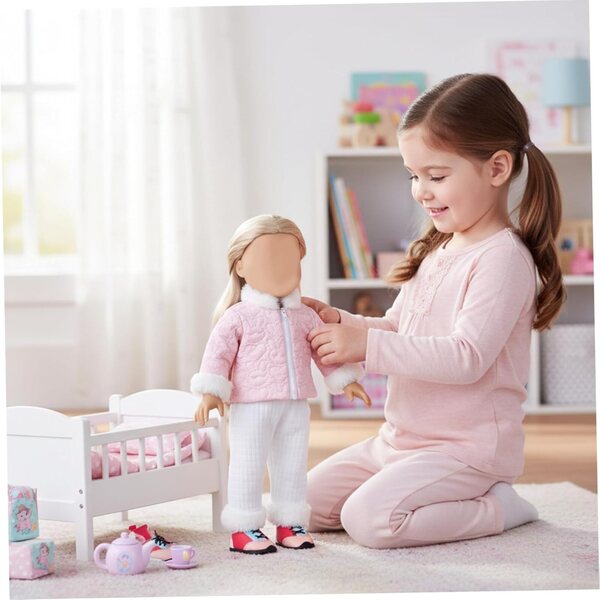 Abbigliamento per bambola 18 pollici: set giacca imbottita e gonna stile invernale