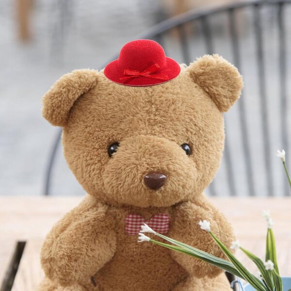 Mini-Chapeaus aus rotem Stoff für Puppen – 6er-Set für kreative Accessoires und Dekorationen