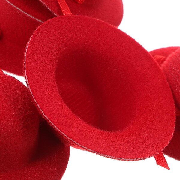 Mini-Chapeaus aus rotem Stoff für Puppen – 6er-Set für kreative Accessoires und Dekorationen
