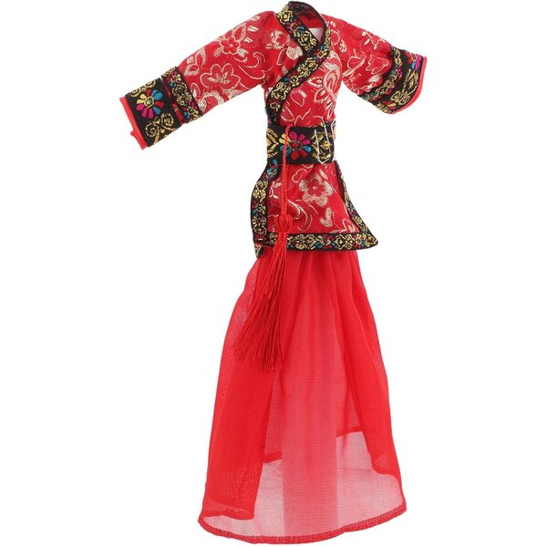 Costume Hanfu Rosso per Bambole, Tradizione Cinese per Bambine e Giochi Creativi