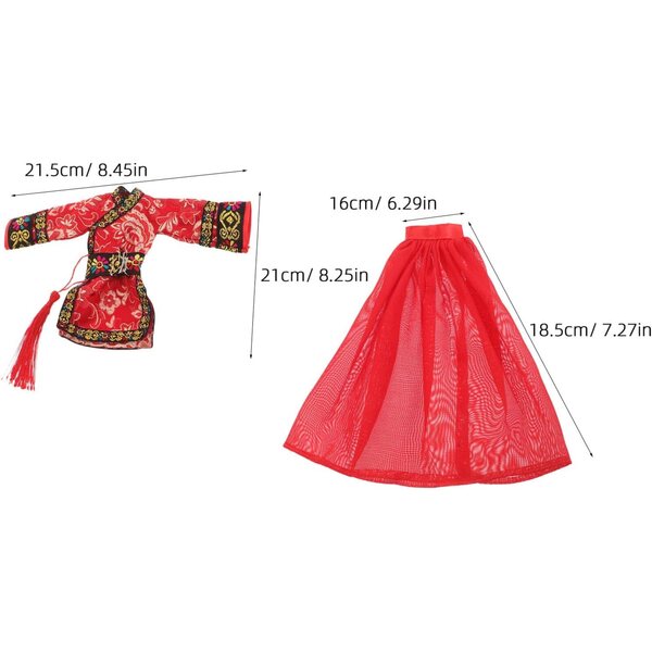 Costume Hanfu Rosso per Bambole, Tradizione Cinese per Bambine e Giochi Creativi