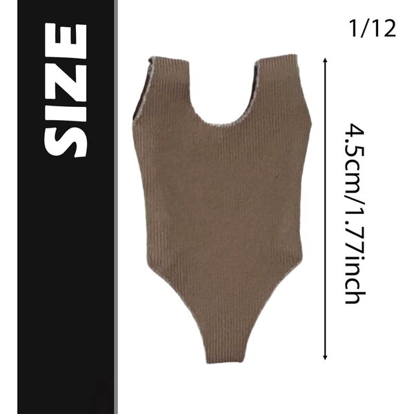 1:12 Badeanzug-Maillot für SZLIFE bewegliche weibliche Figuren, braunes Sommerkostüm