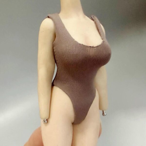 1:12 Badeanzug-Maillot für SZLIFE bewegliche weibliche Figuren, braunes Sommerkostüm