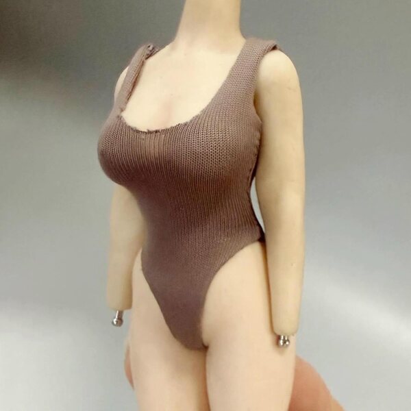 1:12 Badeanzug-Maillot für SZLIFE bewegliche weibliche Figuren, braunes Sommerkostüm