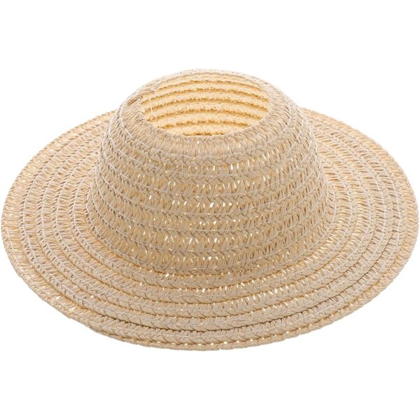 Mini cappello di paglia per bambola da 17 cm, nylon intrecciato a mano, protezione solare