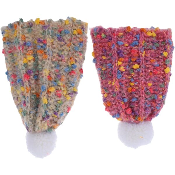 Set 2 Mini Bonnet in Lana Duvetata per Bambole e Peluche, Accessorio Inverno Creativo
