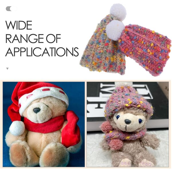 Set 2 Mini Bonnet in Lana Duvetata per Bambole e Peluche, Accessorio Inverno Creativo