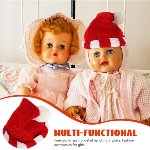 Gestrickte Mini-Haube aus roter Wolle für 18-Zoll-Puppen – kreatives DIY-Accessoire