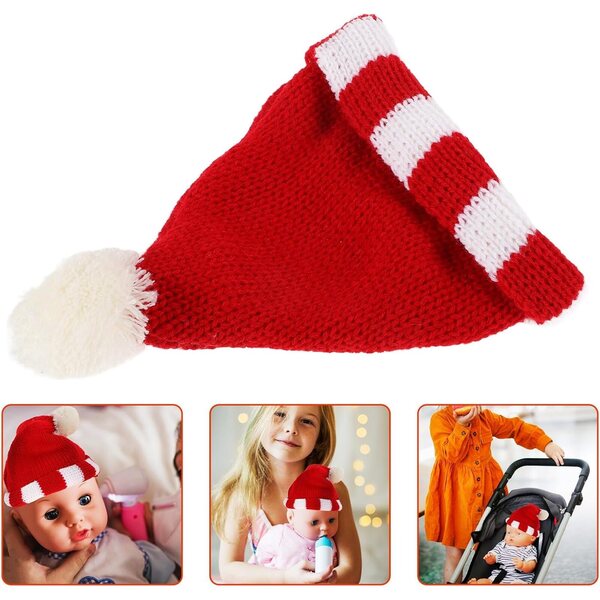 Gestrickte Mini-Haube aus roter Wolle für 18-Zoll-Puppen – kreatives DIY-Accessoire