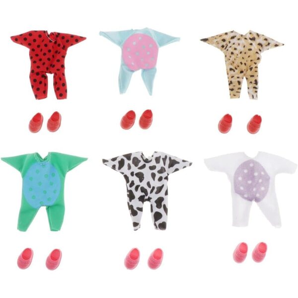 Set 6 vestiti con sciarpa per bambola da 16 cm compatibile Petite Blythe e Obitsu11