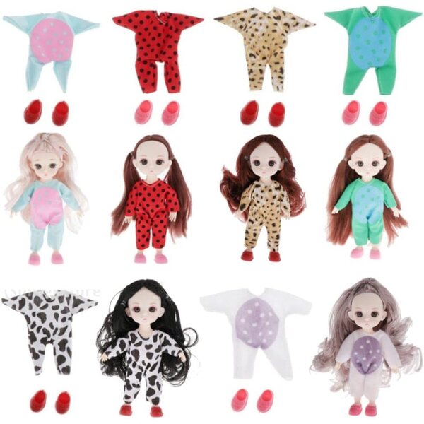 Set 6 vestiti con sciarpa per bambola da 16 cm compatibile Petite Blythe e Obitsu11