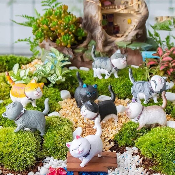 9 Mini-Harzkatzen für Mikrolandschaften, Puppenhäuser und Gartendekorationen