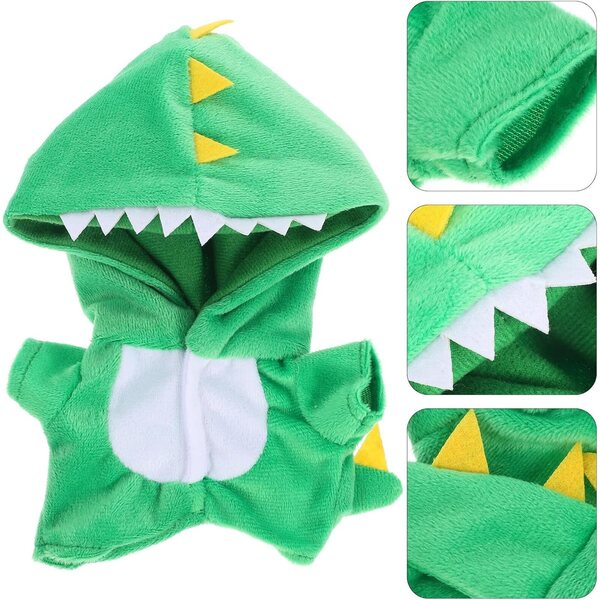 Tuta di peluche verde da dinosauro per bambola da 20 cm – Costume morbido e pratico
