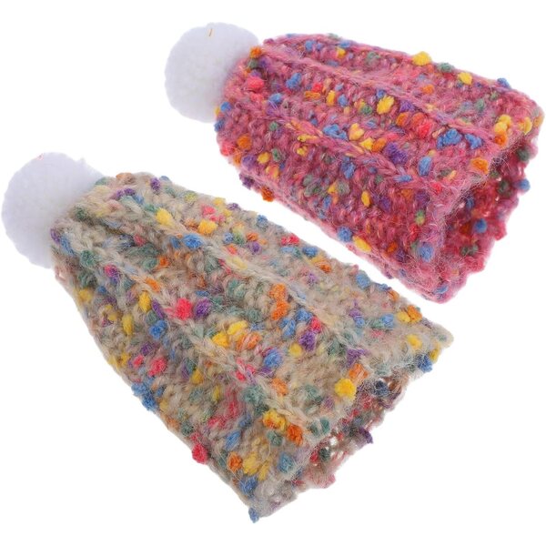 Mini morbidi cappelli in maglia per bambole di peluche, diam. 5,5 cm, set da 2 colori