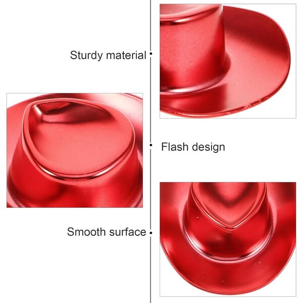 GARVALON Set 10 Mini Cappelli da Cowgirl in Plastica Rossa per Bamboles e DIY