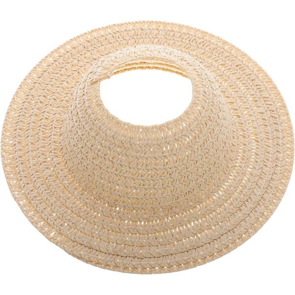Mini cappello di paglia intrecciato fatto a mano per bambola beige, 17 cm, accessorio moda durevole