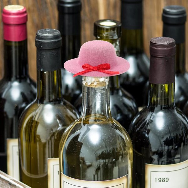 Set di 6 Mini Cappelli Rosa in Tessuto Leggero con Fiocco per Bambole e Decorazioni
