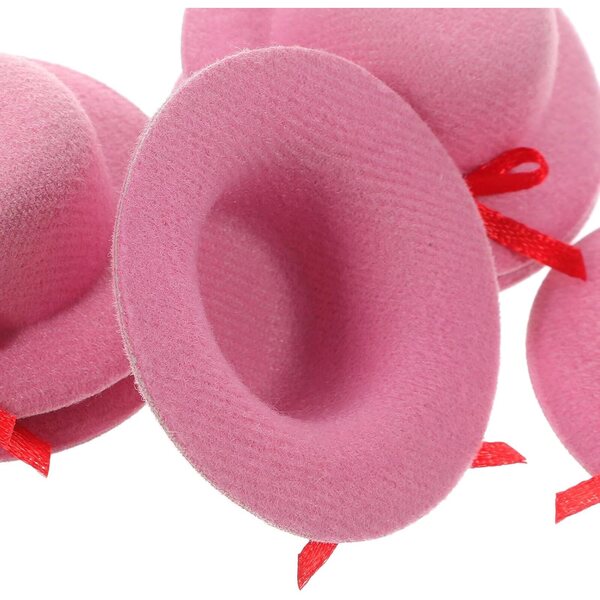 Set 6 Mini Cappelli Rosa per Bambole con Fiocco - Accessori Decorativi e Artigianali